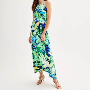 NWT London Times tropical print maxi dress size 12